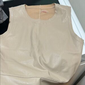 Commando Sleeveless Faux Leather Tank Top in Beige
